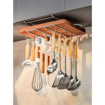 廚房用品收納紙巾免釘掛鉤鍋蓋菜板架不銹鋼多功能櫥柜下掛置物架