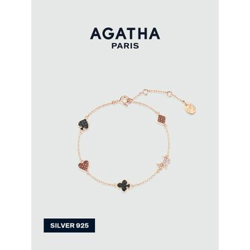 (免運)AGATHA/璦嘉莎撲克女王法式輕奢手鏈純銀手鏈設計感日常通勤氣質