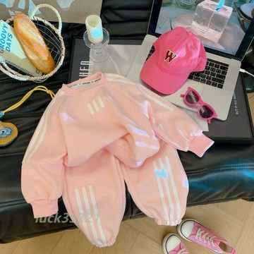 台灣出貨 男女童兒童秋季套裝新款春秋季兒童運動韓版衛衣套裝兩件套男童衣服休閒套裝中套裝長袖套裝男童套裝