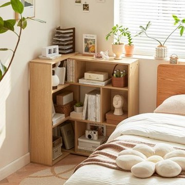 【hoi! 好好生活】Linsy輕簡伸縮組合落地書架置物架 原木色 LS782