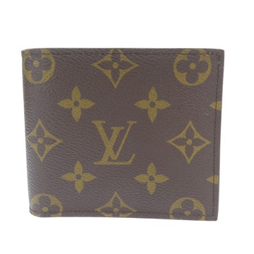【二手名牌BRAND OFF】LOUIS VUITTON LV 路易威登 棕色 原花 帆布 Marco 短夾 M62288