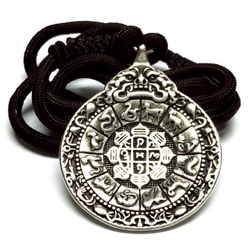 鈦鋼開光藏銀九宮八卦十字金剛杵壇城保平安護身符項鍊(附開光證書)