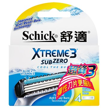 Schick 舒適牌 Xtreme3 超鋒3 彈性刀片 4入  1盒