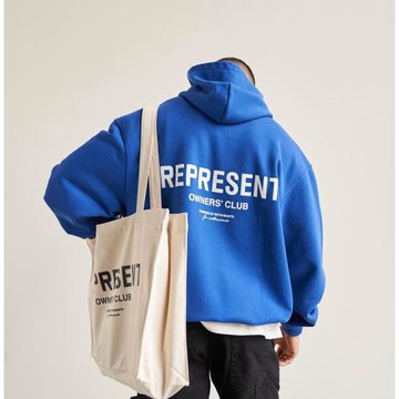 REPRESENT 高街復古簡約字母印花連帽衛衣男女寬松OS情侶帽衫潮牌