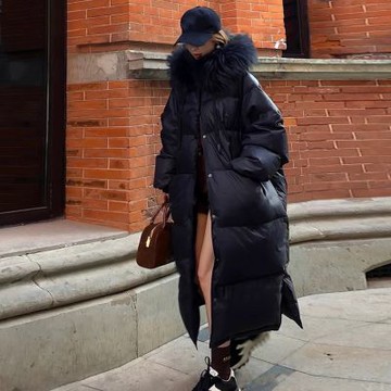 [米蘭精品] 現貨+預購 頂級真羽絨外套90%鴨絨羽絨衣秋冬外套保暖上衣大碼休閒女裝-貉子毛連帽3色74mw60