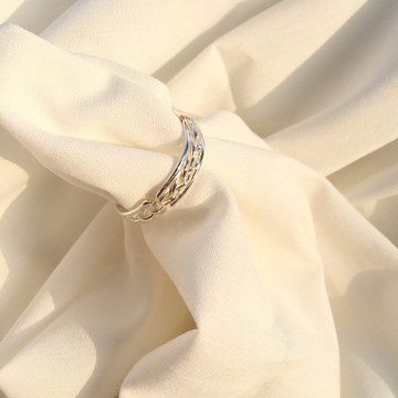 三股麻花包邊戒