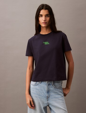 Calvin Klein 植絨標誌圓領 T 恤