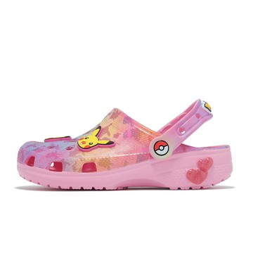 Crocs 洞洞鞋 洞洞鞋 Pikachu Pink Classic Clog K 大童 寶可夢女孩經典克駱格 皮卡丘 21122990H