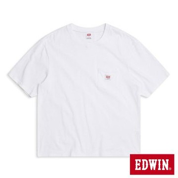 EDWIN 男裝 口袋寬版短袖T恤-白色