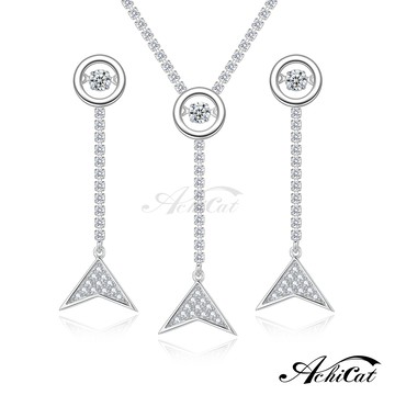 925純銀項鍊．耳環．套組．夢幻美人魚．跳舞石．Y字鍊．垂墜耳環．生日禮物．CS8009