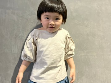 五分燈籠袖短袖上衣-卡其色-90~130