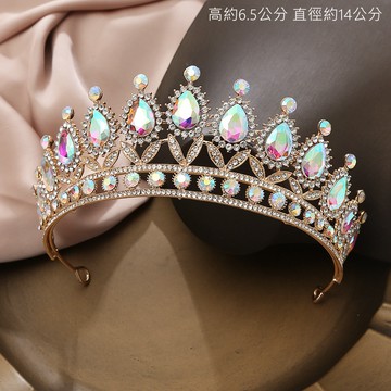 歐式金色彩鑽皇冠頭飾 表演生日 皇冠 凡妮莎飾品