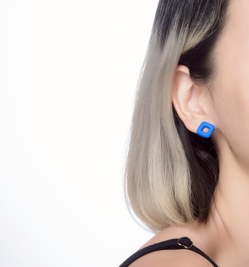 日常系- 方框(可客製顏色) 回聲 手工軟陶耳環/可改夾,簡約,禮物