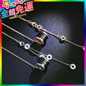 🌸台灣出貨🌸 韓版玫瑰金彈簧陶瓷項鏈男女長款簡約小紅人弔墜網紅衕款鎖骨鏈 🥇滿額免運🥇X370-11-A