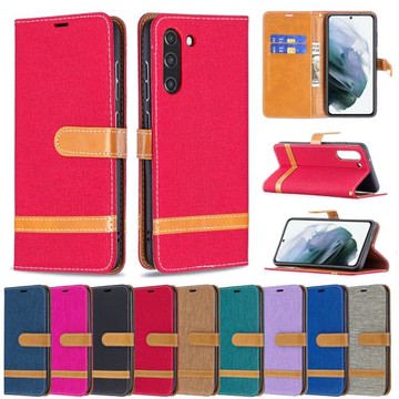 適用于三星s21fe手機套牛仔布紋保護套簡約男女款翻蓋式皮套外殼