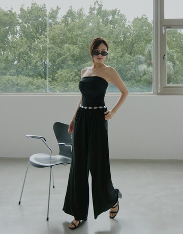 我想要的高挑自在；平口BraTop連身褲 兩色