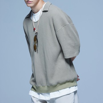 Stone As Textured Polo Shirt With Waffle / 鬆餅格上衣