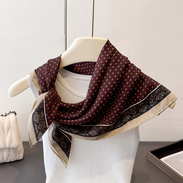🌟折價券必買🌟領巾 波點風情人字紋棉麻感領巾方巾【Y0192】DEC10｜1色  19LADY〔現貨〕