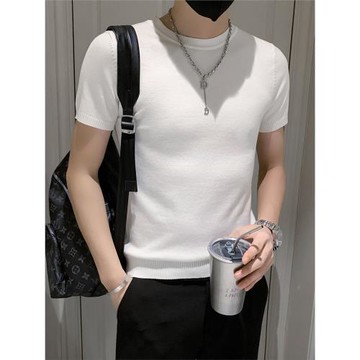 夏季短袖T恤男士修身潮流ins體恤2025新款高級感潮牌針織半袖衣服