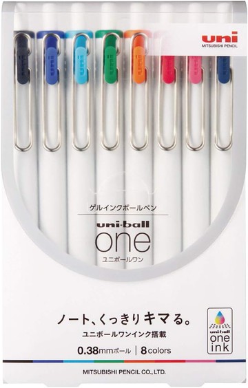Mitsubishi Pencil Gel Ballpoint Pen Uni-ball One 0.38 one 8-color set