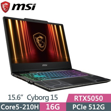 MSI Cyborg 15 B2RWEKG-892TW (Core 5 210H/16G/512G SSD/RTX5050/15.6/W11)