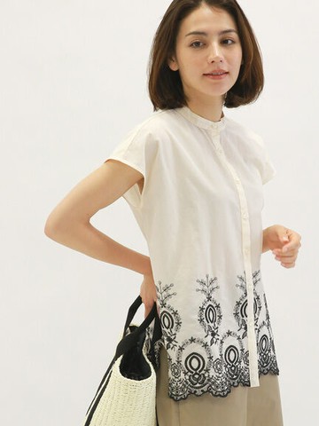 下擺刺繡扇貝花邊上衣(FC36L0A1380) - Te chichi