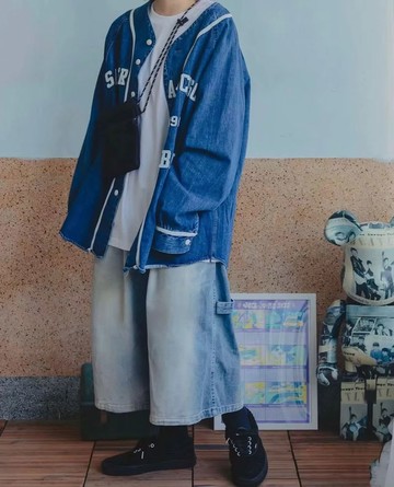 Chemistry_Boys - 韓國 MTE497 H&W #3387 貼布繡 丹寧球衣 (二色)