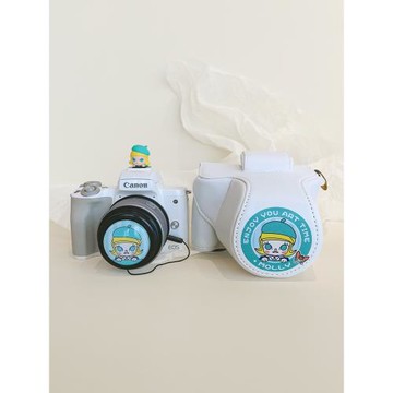 白色相機包適用佳能R50富士XS10索尼ZV1微單反數碼相機皮套帶背帶