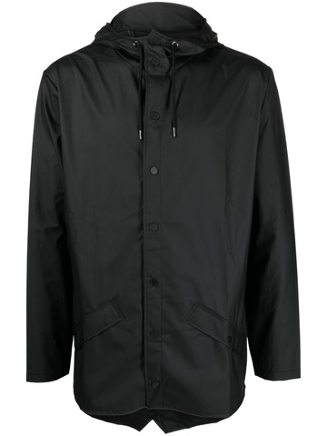 Rains - drawstring-hooded buttoned rain jacket - unisex - Polyester/Polyurethane - S - Black
