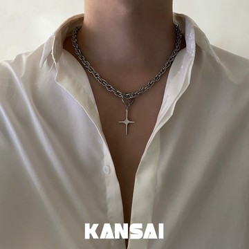 KANSAI 麻花十字項鍊 個性嘻哈 百搭 醫療鋼316L