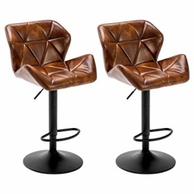 Duhome Modern Faux Leather Bar Stools Set of 2 Height Adjustable Swivel Counter Stool Bar Chairs with Backrest and Extra Lar