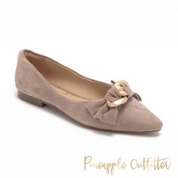 Pineapple Outfitter-蝴蝶金屬繞飾尖頭低跟鞋 DAFYDD-絨灰色