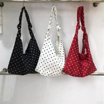 日韓文藝波點女包小清新碎花少女單肩包自制綁結帶托特包