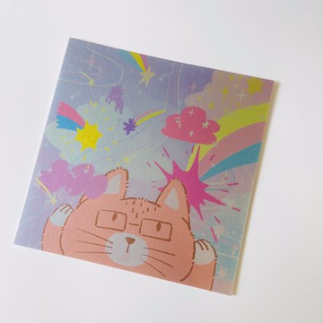 跨越終點系列 雙面彩色霧銀紙祝福卡片