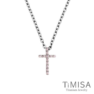 TiMISA《迷你彩鑽十字(S)》純鈦項鍊(三色可選)