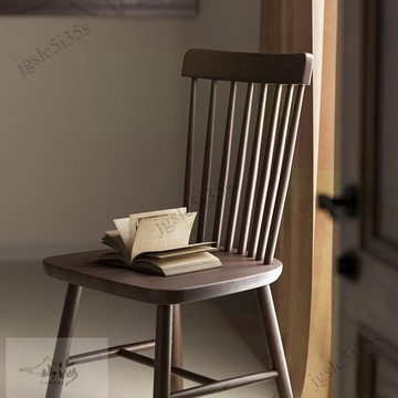 宅配免運😊實木餐椅傢用椅子簡約餐桌椅復古餐廳靠背椅中古商用書房溫莎椅
