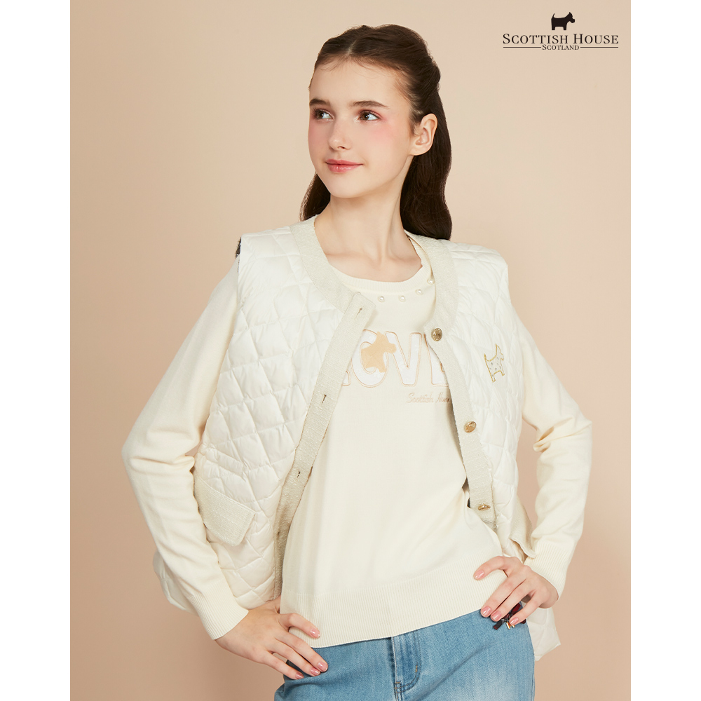 【SCOTTISH HOUSE】米白色小香風保暖羽絨背心 CIWB1676