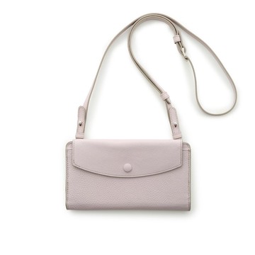 Harmo 肩背長夾-霧粉x淺米灰