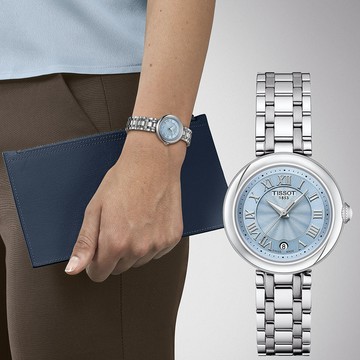 TISSOT 天梭 BELLISSIMA 珍珠母貝羅馬石英女錶-26mm(T1260101113300)