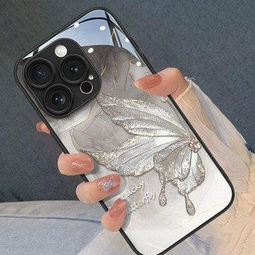 ✨iPhone新款手機殼✨水墨蝴蝶適用蘋果17promax手機殼iPhone16pro/15/14/13/12時尚