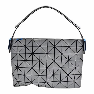 ISSEY MIYAKE 三宅一生BAOBAO幾何方格手提/肩背新月包(石灰色)
