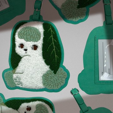 毛茸茸皮革卡套/證件套-芭蕉兔款