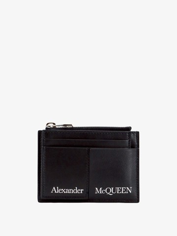 Leather card holder with logo print - ALEXANDER MCQUEEN - gender_Man