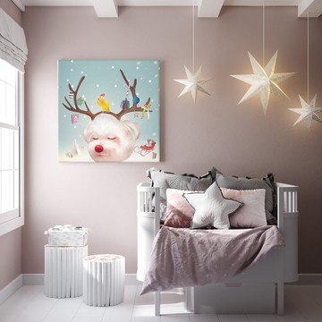 聖誕比熊與紅鼻子鹿角藝術複製畫與造型票卡包超值組 - 節慶治癒