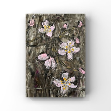 櫻花油畫櫻花樹枝粉紅花朵藝術櫻花裝飾牆藝術