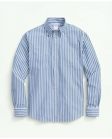 Brooks Brothers Men's Friday Shirt, Poplin Butcher Striped | Blue | Size Medium