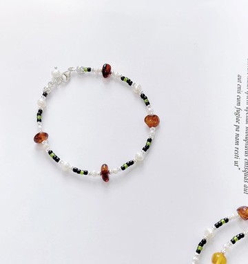 925純銀手鍊 | 波羅的海 琥珀 | 淡水珍珠 |