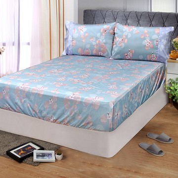 【FITNESS】精梳棉單人床包+枕套二件組-佛洛拉(藍綠)_TRP多利寶