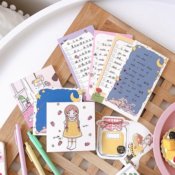 便簽本小本子可撕便利貼可愛卡通少女韓國ins學生用便簽紙無粘性