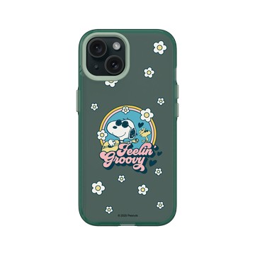iPhone 15 Clear 憂墨綠 - 史努比 Snoopy - 開心小花